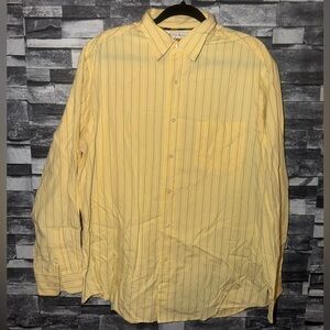 Club Room Men’s Light Yellow Striped Button-Down Shirt size L